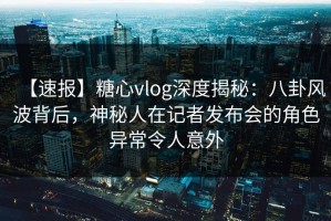 【速报】糖心vlog深度揭秘：八卦风波背后，神秘人在记者发布会的角色异常令人意外