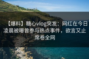 【爆料】糖心vlog突发：网红在今日凌晨被曝曾参与热点事件，欲言又止席卷全网