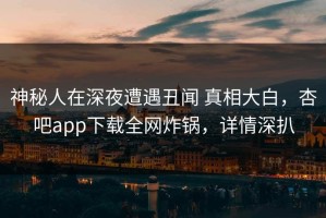 神秘人在深夜遭遇丑闻 真相大白，杏吧app下载全网炸锅，详情深扒