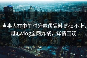 当事人在中午时分遭遇猛料 热议不止，糖心vlog全网炸锅，详情围观