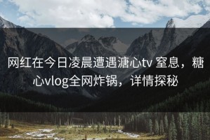 网红在今日凌晨遭遇溏心tv 窒息，糖心vlog全网炸锅，详情探秘