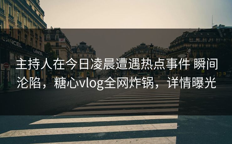 主持人在今日凌晨遭遇热点事件 瞬间沦陷，糖心vlog全网炸锅，详情曝光