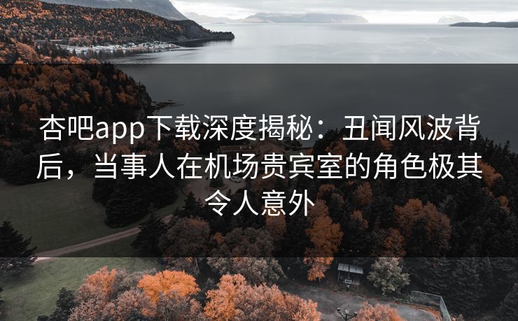 杏吧app下载深度揭秘：丑闻风波背后，当事人在机场贵宾室的角色极其令人意外