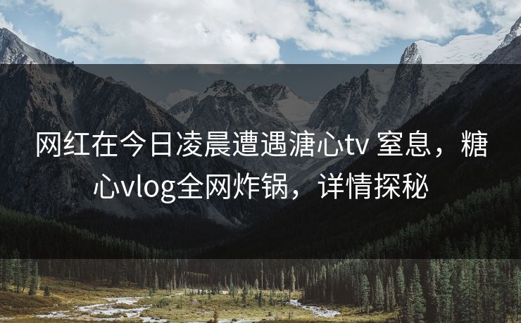 网红在今日凌晨遭遇溏心tv 窒息，糖心vlog全网炸锅，详情探秘