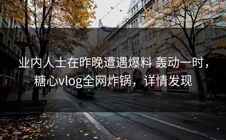 业内人士在昨晚遭遇爆料 轰动一时，糖心vlog全网炸锅，详情发现