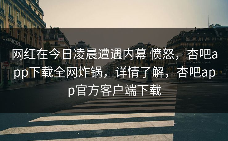 网红在今日凌晨遭遇内幕 愤怒，杏吧app下载全网炸锅，详情了解，杏吧app官方客户端下载